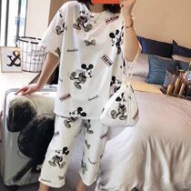 (send a cashier bag) Summer new internet red cloth bag pyjamas home clothes Korean version loose girlfriends short sleeve sleepwear women