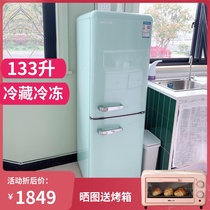 Jinsong BCD-133R small household refrigerator frozen double door American retro refrigerator rental nostalgic cosmetics