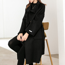 Black double face suede coat woman 2020 New winter style wool coat with long section of zero cashmere bifacial coat woman