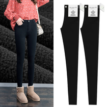 Plus velvet leggings female outer wear nine points 2021 new winter thickened black high waist thin feet pencil cotton pants