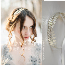 Foreign Trade Bride Simple and generous metal leaf silver hair hoop Crown Baroque European and American style hair accessories