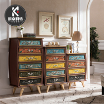 American country seven-bucket cabinet solid wood chest cabinet Cabinet cabinet drawer drawer type storage cabinet bedroom furniture