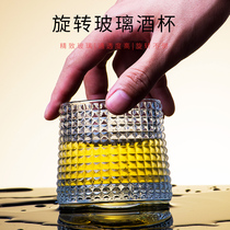 Rotating glass tumbler Cup home living room creative personality exquisite small glass whiskey water cup female summer