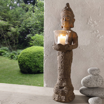 Retro Resin Imitation Coarse Pottery Bodhisattva Candlestick Thai Town Residence Hotel Tea Block Bodhisattva Station Guanyin Statue Buddha Statue