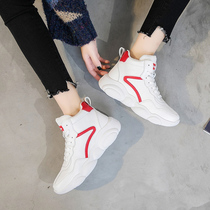European station 2021 autumn and winter new high-top sneakers women Joker casual father shoes ins Net red white shoes women