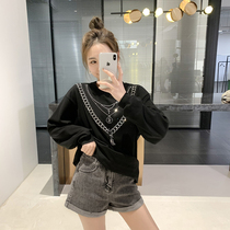 Ya Xi clothing ladies jacket design sense long sleeve T-shirt year Hong Kong flavor black shirt comfortable self-cultivation temperament