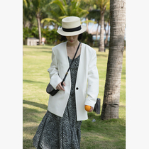 Rui time high-end ji Jane non-iron wrinkle-free collar wide shoulder suit jacket womens spring and autumn a-shaped skirt suit p z
