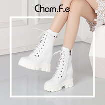 10cm white thick-soled inner Martin boots women autumn and winter leather English style short boots small womens boots 609J