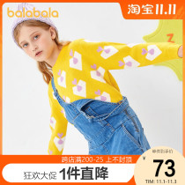 Balabala girl sweater childrens knitted sweater 2020 new autumn and winter childrens clothing female big child foreign-style base shirt