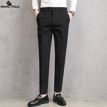 Paul 2022 Spring Mens Dress Plaid Western Pants Youth Business Sashimi Casual Pants Handsome Mens Black Long Pants