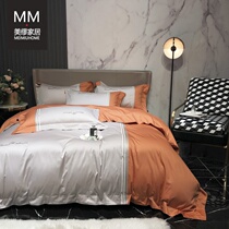 Light extravagant embroidered pure cotton 100 long suede cotton parquet with four sets of American all-cotton linen cover 1 8 bed bedding