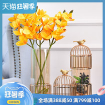 Modern light luxury home birdcage glass vase decoration model tenant hall flower arrangement ornaments