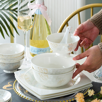 Jingdezhen Ceramic eating bowls Home Creative dishes Dishes Pan Nordic Noodles Bowls Soup Bowls Bone porcelain tableware Single combinations