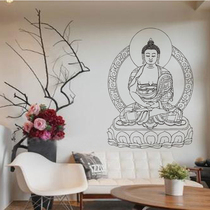 Water Moon Mirror Flower religious belief Buddha statue wall stickers living room yoga studio background decoration mural playing Buddha wall stickers