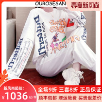 OUROSESAN SPORTS CASUAL SUIT WOMEN SPRING AUTUMN SEASON Fashion Long Sleeve Sweatshirt Loose Foreign Air Tide two sets