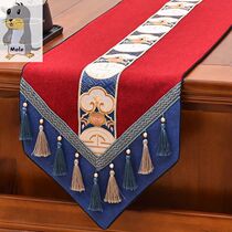 New Chinese style simple table flag side cabinet coffee table TV cabinet red and blue cover cloth modern living room table meal