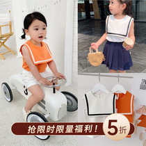 cookiesbaby custom baby clothes 2019 summer childrens new cotton casual navy collar sleeveless top