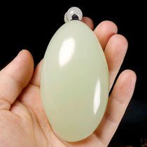 Pure natural and field jade green white jade hand to play a piece of jade male raw stone hand for an Afghan jade handlebar