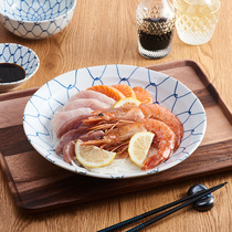 Ceramic king]Japan imported Mino-yaki fishing net ceramic Japanese tableware disc shallow dish dish dish deep bowl