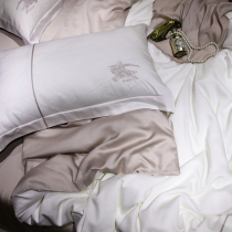 Spring and summer 100 bifacial sky silk four pieces of pure color double parquet embroidered ice silk sliding naked sleesel bed bedding