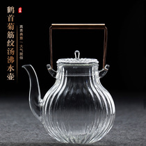 Web red same Guanzhen song pot song pot cooking teapot glass kettle chrysanthemum ribbon striped flowers