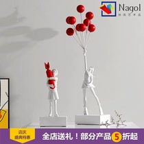 Nordic luxury creative bubble girl figure sculpture ornaments living room porch window model room decoration Banksy