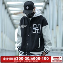 Xiaobin Guochao letter embroidery baseball uniform men and women couple bomber jacket loose Street retro stitching jacket