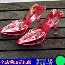 Large childrens house shoes girl transparent plastic crystal high heels DIY beaded accessories pendant toy