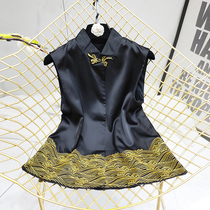 Chinese style Chinese pan button waistcoat waistcoat Winter gold line Improved tangy vest slim fit waistcoat female autumn tide