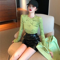 Vanya Round-Tied Sweater Autumn Winter Han Edition Fashion-Built-to-Han Letter Moon-Cut Printing Long-sleeved Tooth