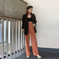 High-waisted wide-legged pants womens summer pants childrens slim Joker ins workwear casual draping suit pants straight tube loose