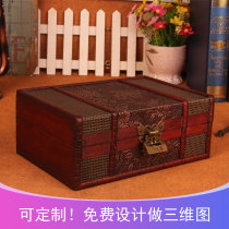 Wooden box retro vintage finishing storage box with lock jewelry storage box storage box cosmetics wooden box