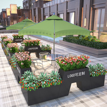 Outdoor Wrought iron partition flower box Flower trough Floor-to-ceiling creative flower stand Outdoor cafe fence flower pot rack