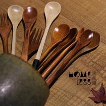 Minimalist Creative Portable Wooden Dark Round Soup Spoon Wooden Spoon Day Style Soup Spoons Coffee Spoon