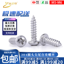 304 stainless steel M5M6 cross round head self-tapping screw PA pan head tip screw self-tapping wood screw