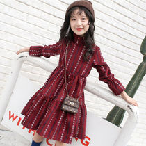 2020 new girl childrens spring and autumn dress plus velvet padded skirt girl middle child winter princess dress