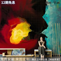 Nordic Hand Painted Personality Graffiti Abstract Oil Painting Living Room TV Background Wall Paper Seamless Sofa Wallpaper Mural Wall Cloth