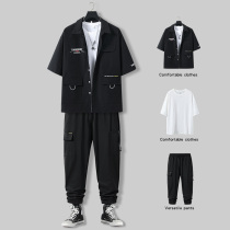 Work Pants Male Korean version Trend pants Summer thin Yuppie Handsome Casual Long Pants Men Outfit set with matching handsome suit