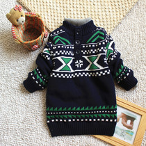 2022 spring full cotton boy sweater half open collar plus suede thickened childrens undershirt cotton clothes cotton clothing blouses child clothing