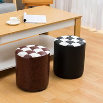 Small stool home Creative Leather pier home living room shoe stool fashion round stool adult coffee table sofa stool small bench