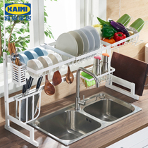  Stainless steel kitchen white sink storage rack Kitchen supplies drain dishes dishes knives cutting boards chopsticks finishing storage rack