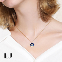 little joys925 silver gold-plated drop glaze six mango compass necklace choker pendant personality fashion vintage