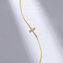 Blue Bestser (Dawn)18K gold Diamond Cross Bracelet Wedding Anniversary Color Gold Bracelet Bracelet