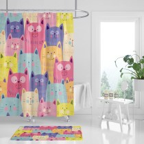  Nordic shower curtain set punch-free bathroom partition high-end waterproof thickened mildew-proof bathroom curtain door curtain cloth