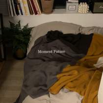 Moment Future knitted creative color-blocking blanket ins blogger poses soft props sofa air conditioning blanket