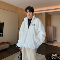 Hualun winter front and back double-sided wearing lamb hair coat men plus plus pile thick cotton clothing tide ins both sides wear cotton coat