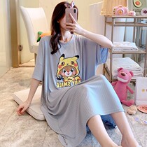  Fat plus size night dress women 300 kg spring and summer thin new cartoon short-sleeved pajamas pregnant women fat mm loose