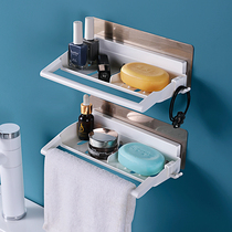 Toilet soap rack bathroom wash table non-perforated suction cup wall-mounted soap box towel storage shelf