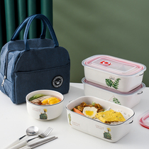 Ceramic lunch box office worker with lid sealed heatable microwave oven special lunch box Compartment Style Meal Kit Preservation Box