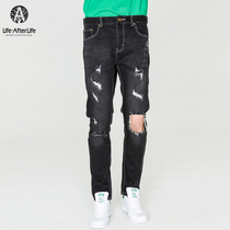 YOHO fashion brand LAL washed trend ripped denim mens fashion all-match denim pants